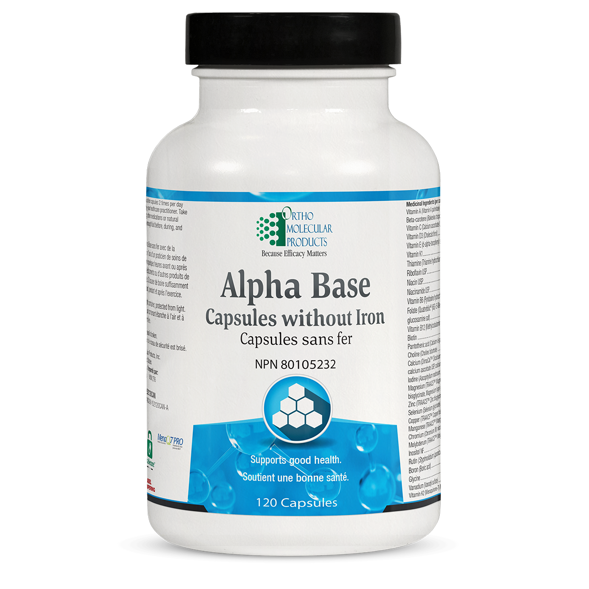 Alpha Base Capsules without Iron 120 CT, Ortho Molecular Products