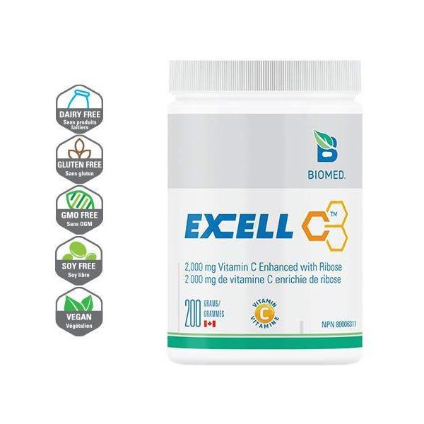 Excell C, Vitamin C Enhanced with Ribose - 200 grams, Biomed