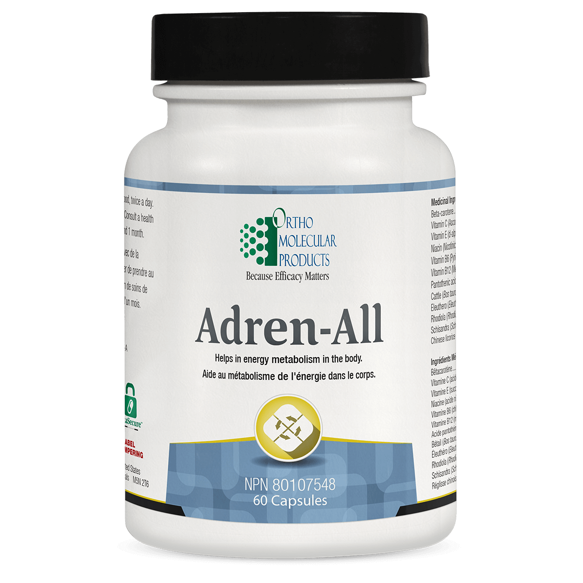 Adren-All. 60 ct ENERGY SUPPORT, Ortho Molecular Products