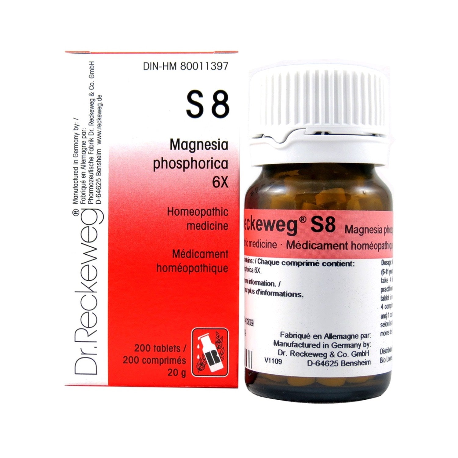 S8 Magnesia phosphorica, anti-spasmodic, Schuessler salt 6X and 200 tablets (20 g)