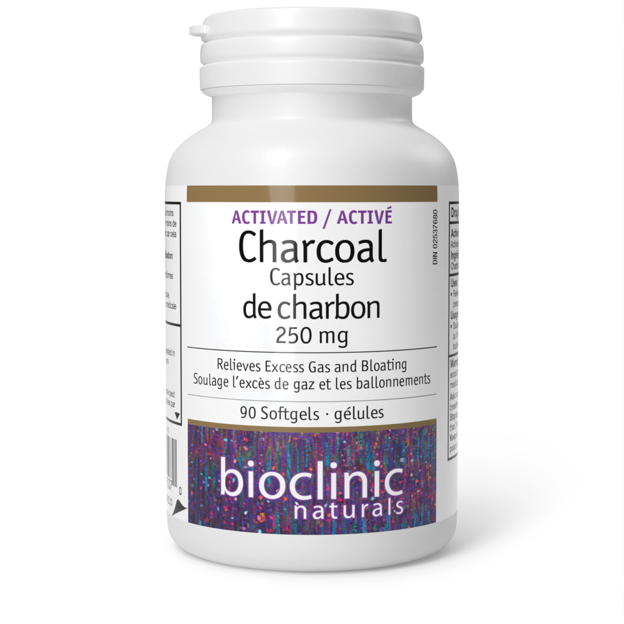 Activated Charcoal Capsules, Relieves Excess Gas and Bloating 90 softgels