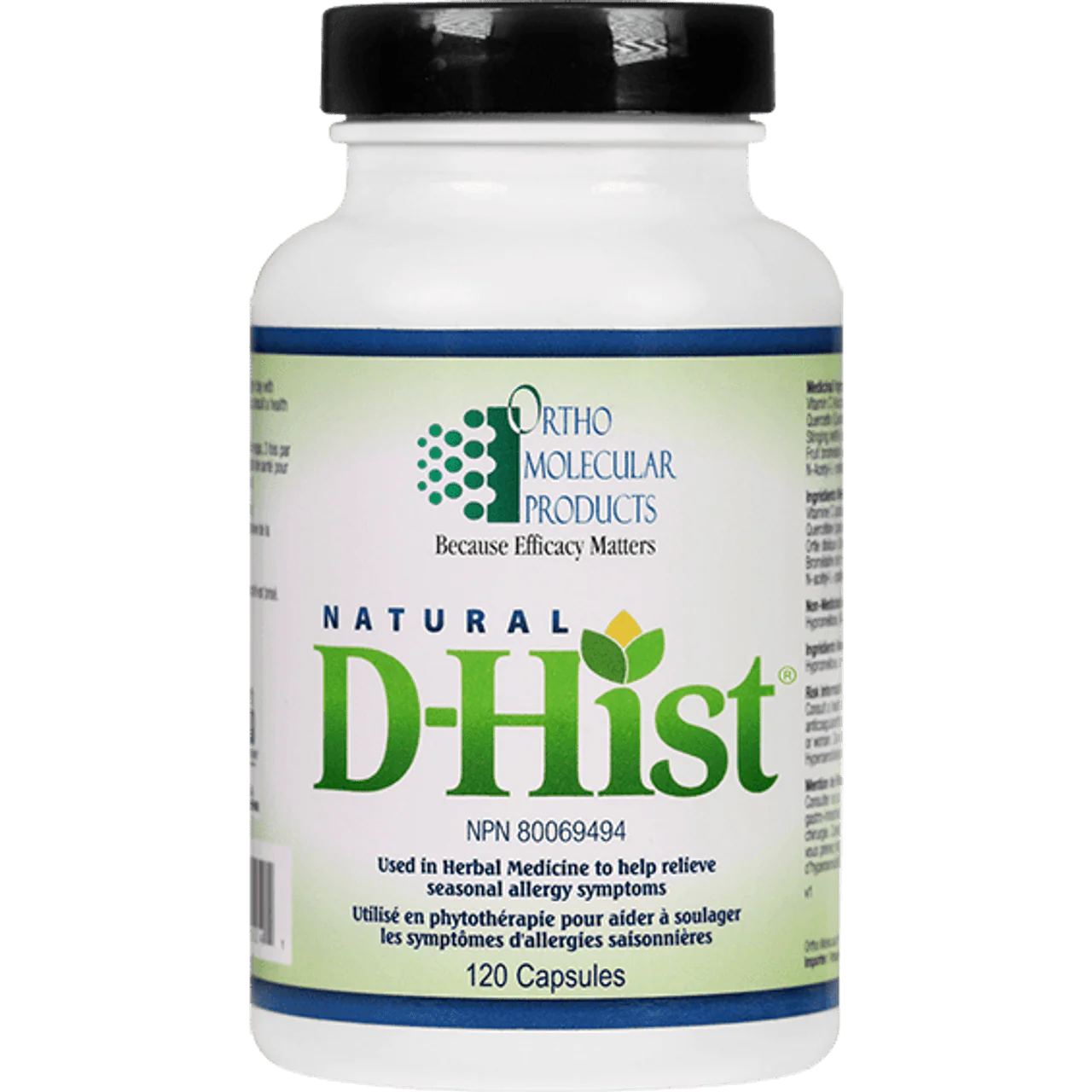 D-HIST 120 cap, support for seasonal allergens. ORTHO MOLECULAR PRODUCTS