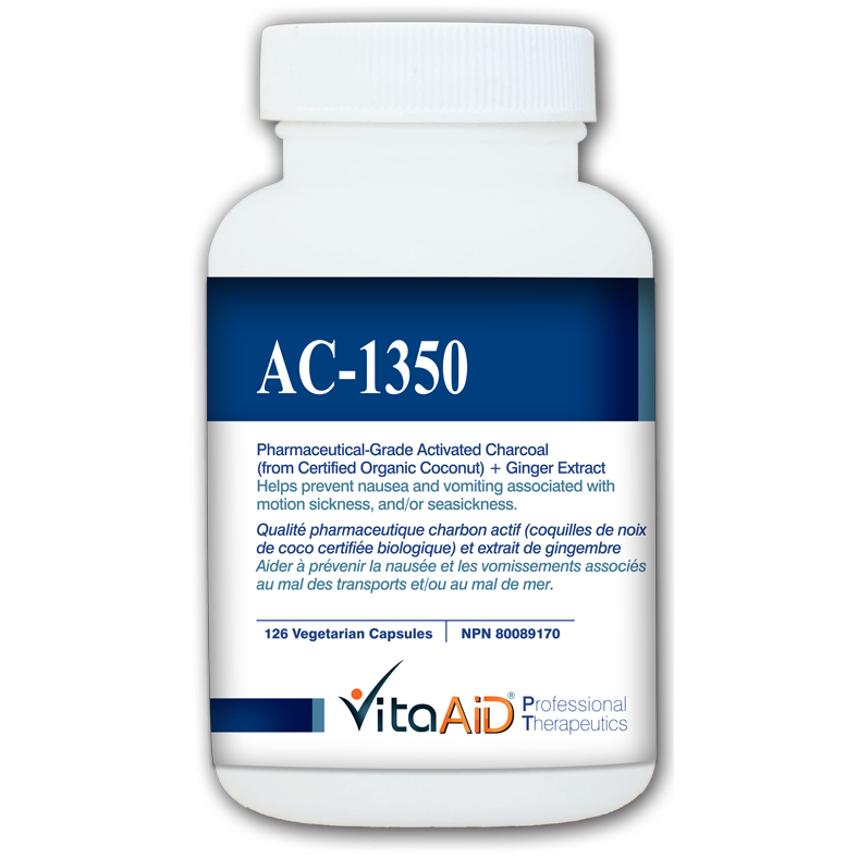 AC-1350  Activated Charcoal (from Certified Organic Coconut) with Ginger Extract 126 veg caps - iwellnessbox