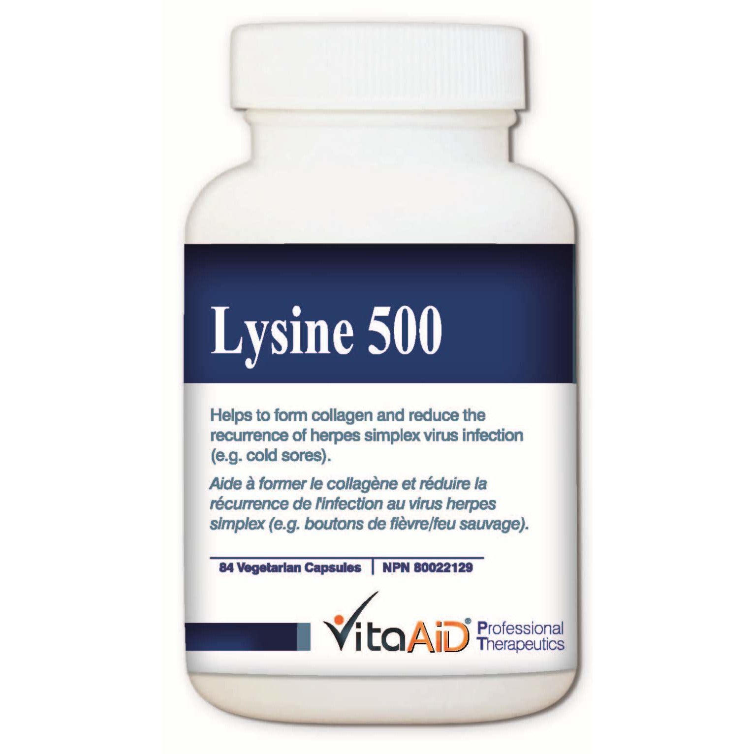 Lysine 500 Help reduce the recurrence of herpes simplex virus (HSV) infections (eg. cold sores) 84 veg caps