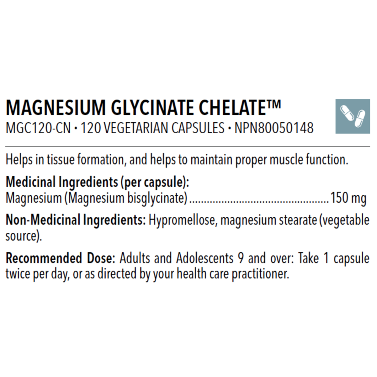 MAGNESIUM GLYCINATE CHELATE™ 120 Veg Caps - iwellnessbox