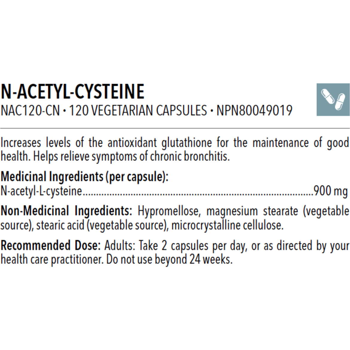 N-Acetyl-Cysteine, antioxidant, 120 caps