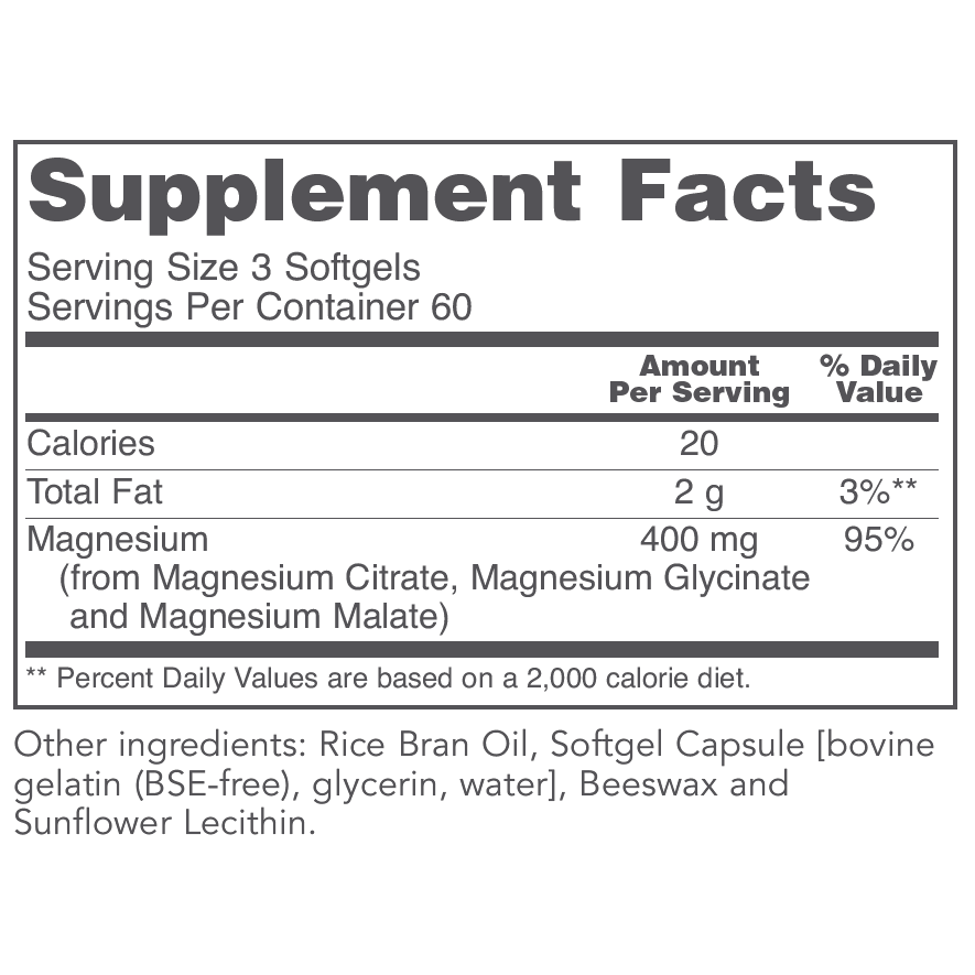 Magnesium Citrate with Glycinate & Malate 400 mg 180 softgels