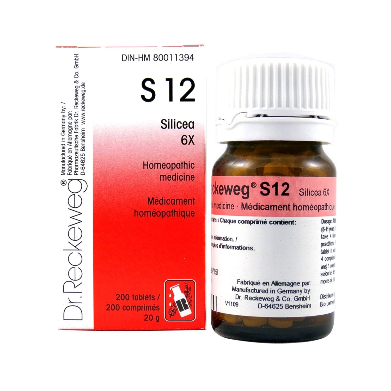 S12 Silicea Homeopathic medicine Schuessler salt  6X 200 tablets (20 g)