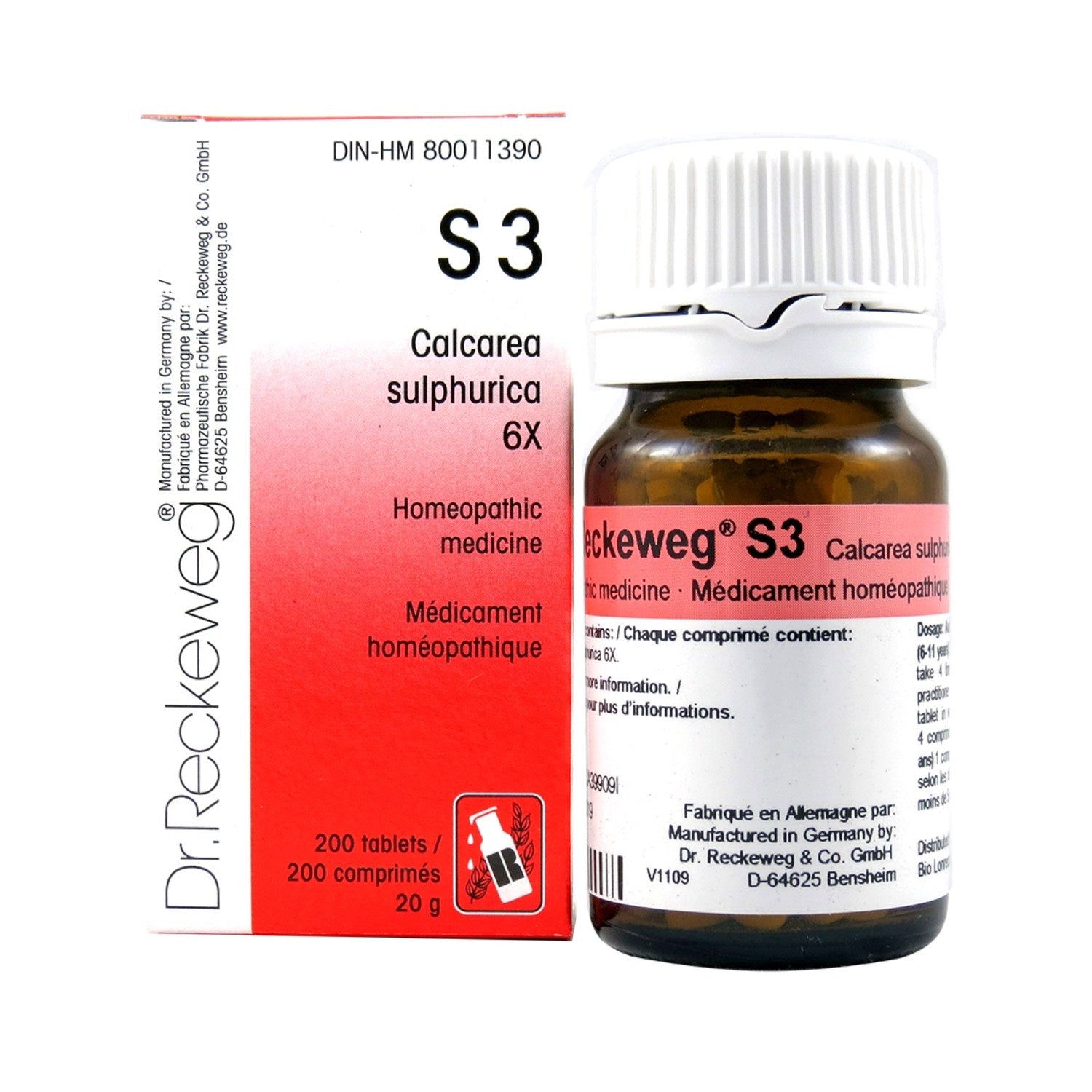 S3 Calcarea sulphurica Homeopathic medicine Schuessler salt  6X 200 tablets (20 g)