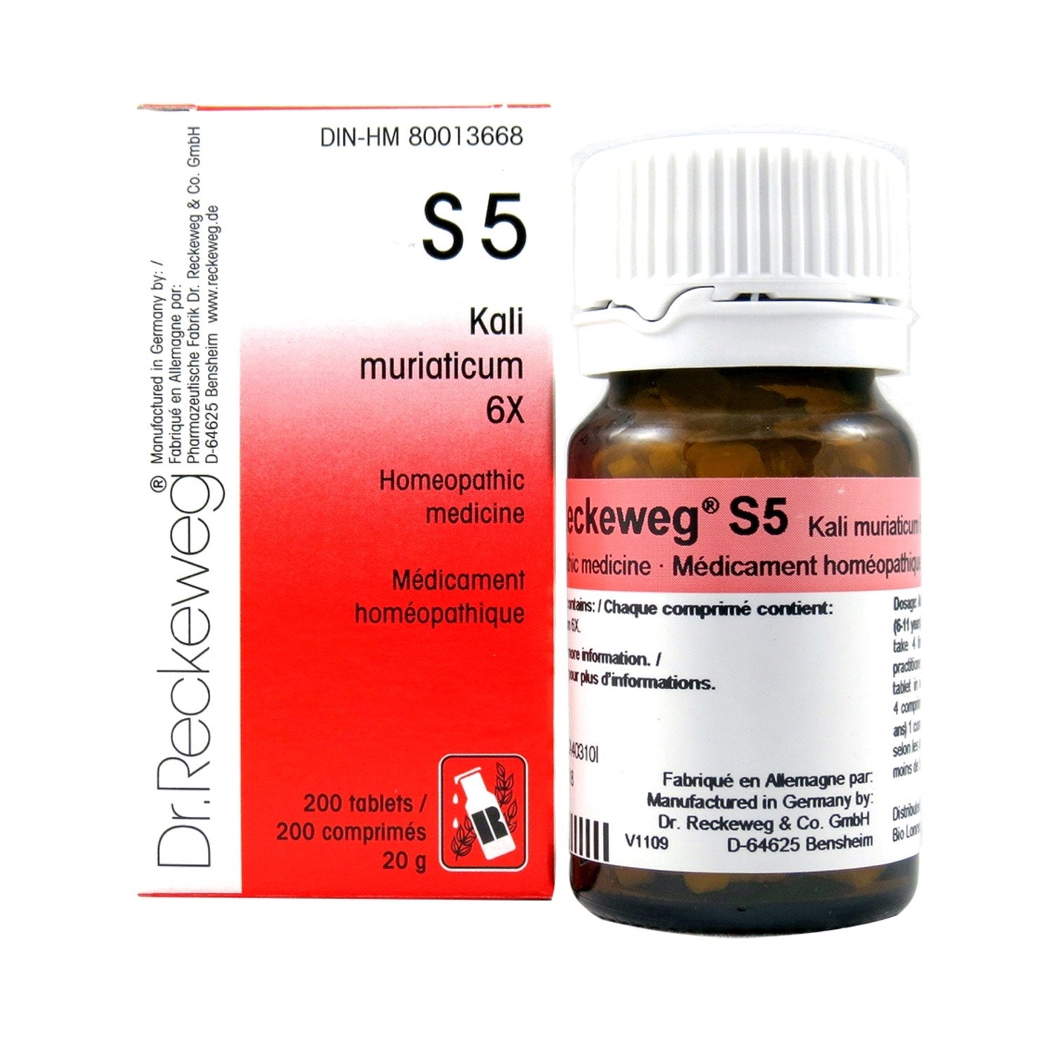 S5 Kali muriaticum Homeopathic medicine Schuessler salt 6X 200 tablets (20 g)