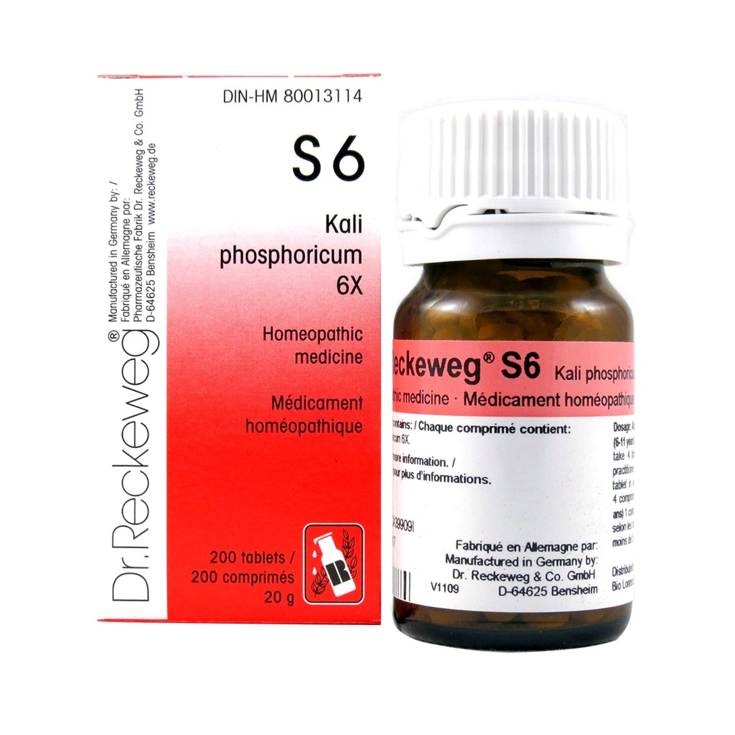 S6 Kali phosphoricum Homeopathic medicine Schuessler Salt 6X 200 tablets (20 g)