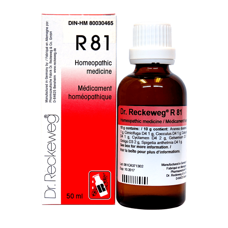 R81 Headaches, migraine, Homeopathic medicine 50 ml, Dr. Reckeweg